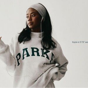 Parker Women's White Sweatshirt with Green Lettering